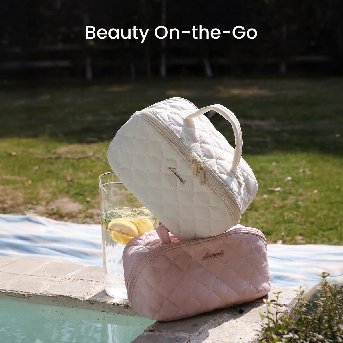Travel Makeup Bag Set for Women Waterproof Puffer Cosmetic Organizer with Compartments