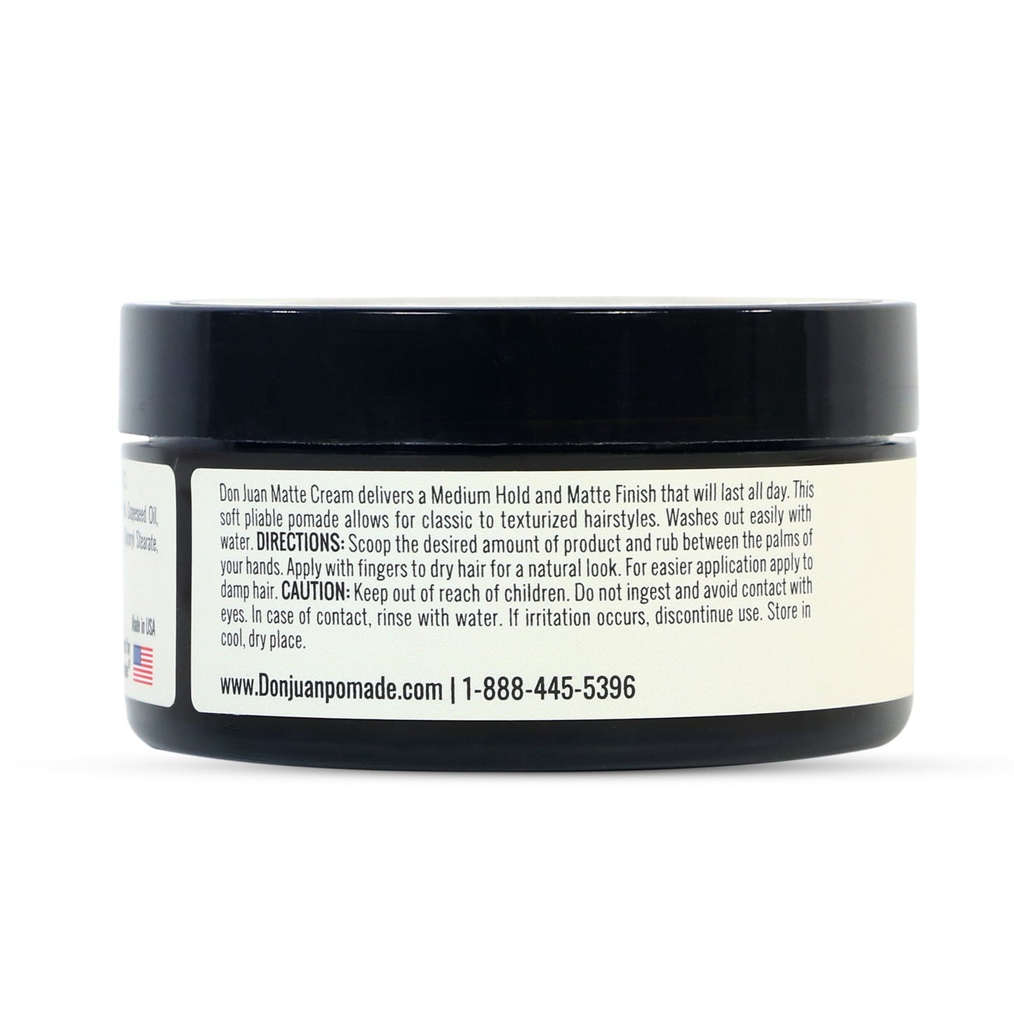 Handcrafted Matte Cream Pomade - Medium Hold, 4oz, Water-Based Hair Styling