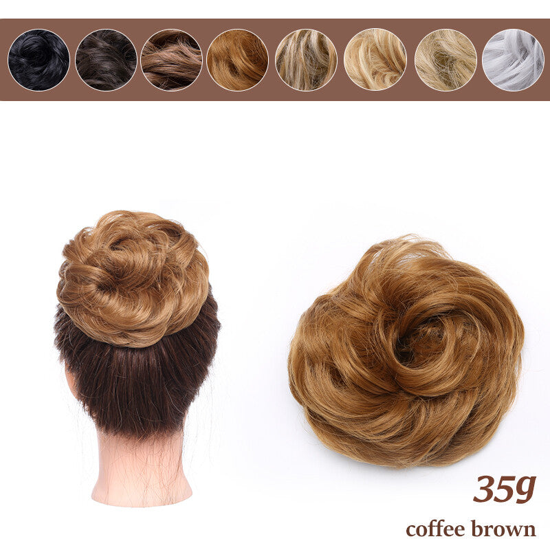 Natural Curly Messy Bun Hair Piece Extensions - Real Human Hair, Updo Scrunchie