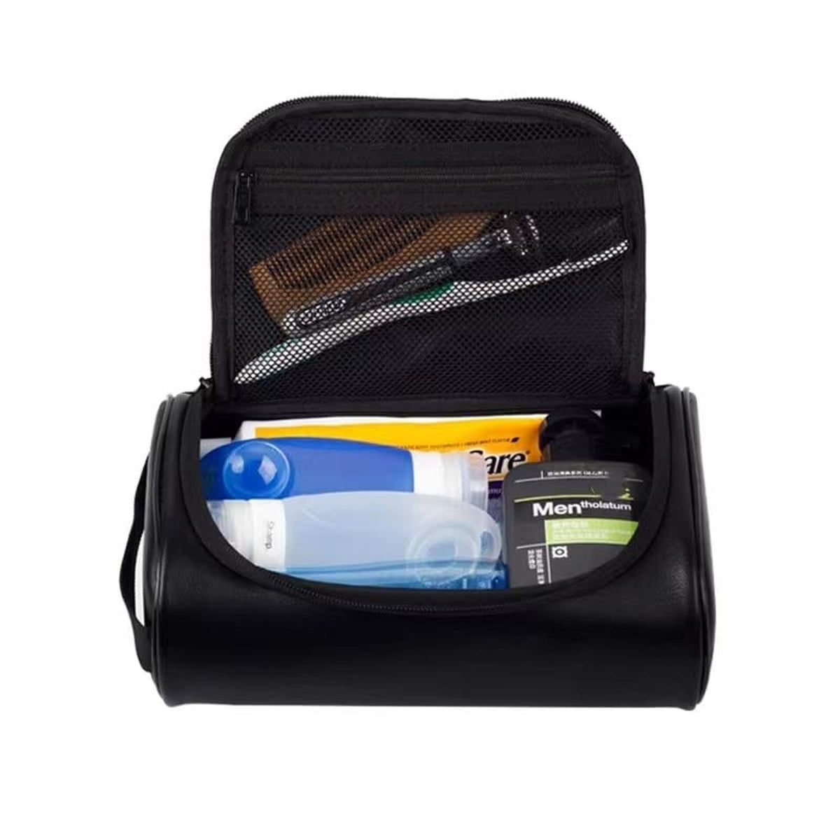 Personalized Small Leather Toiletry Bag for Men - Waterproof Travel Organizer