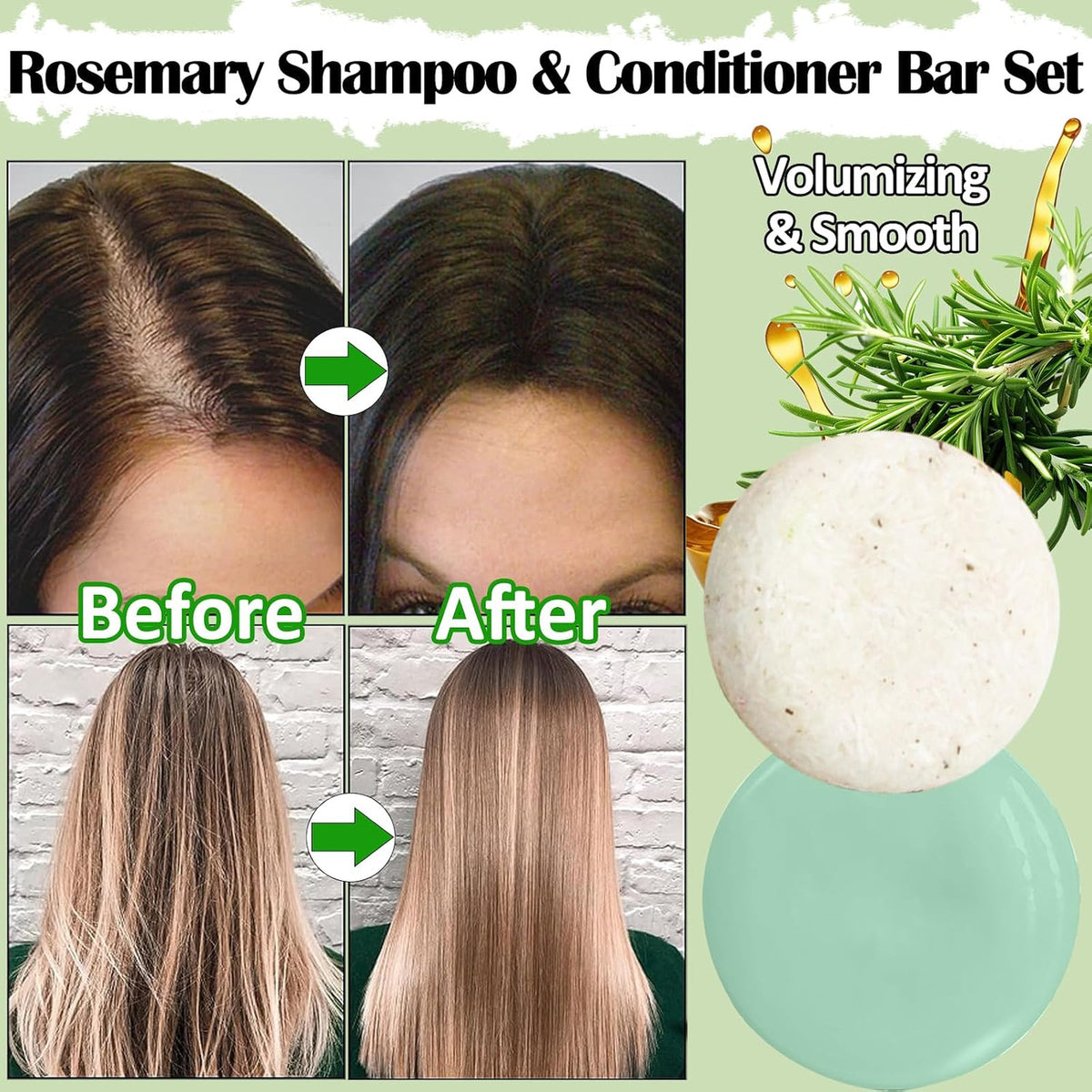 Rosemary Oil Shampoo and Conditioner Bars - 4 Pack