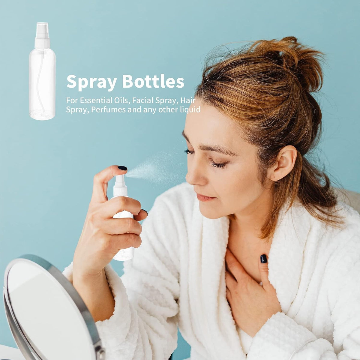 36 Pack 4oz Clear Plastic Spray Bottles with Fine Mist Nozzles, Reusable
