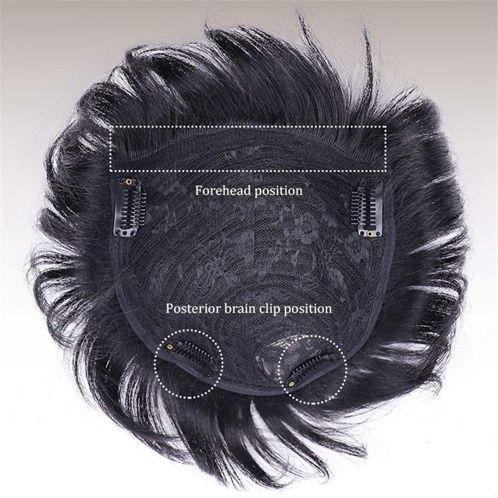 Men's Clip-On Short Straight Wig with Bangs - Discreet Hairpiece for Thinning Hair