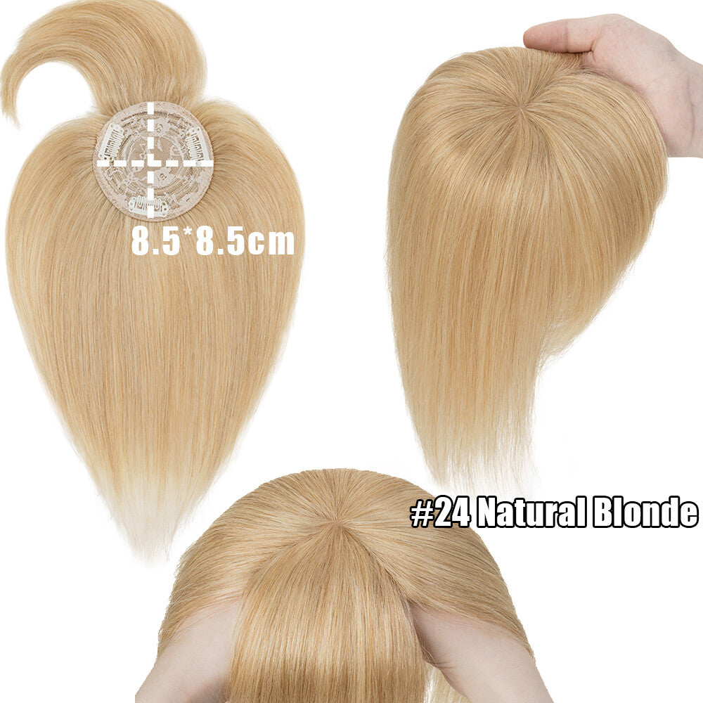 Remy Human Hair Topper with Bangs - Clip-In Hairpiece for Thinning Hair