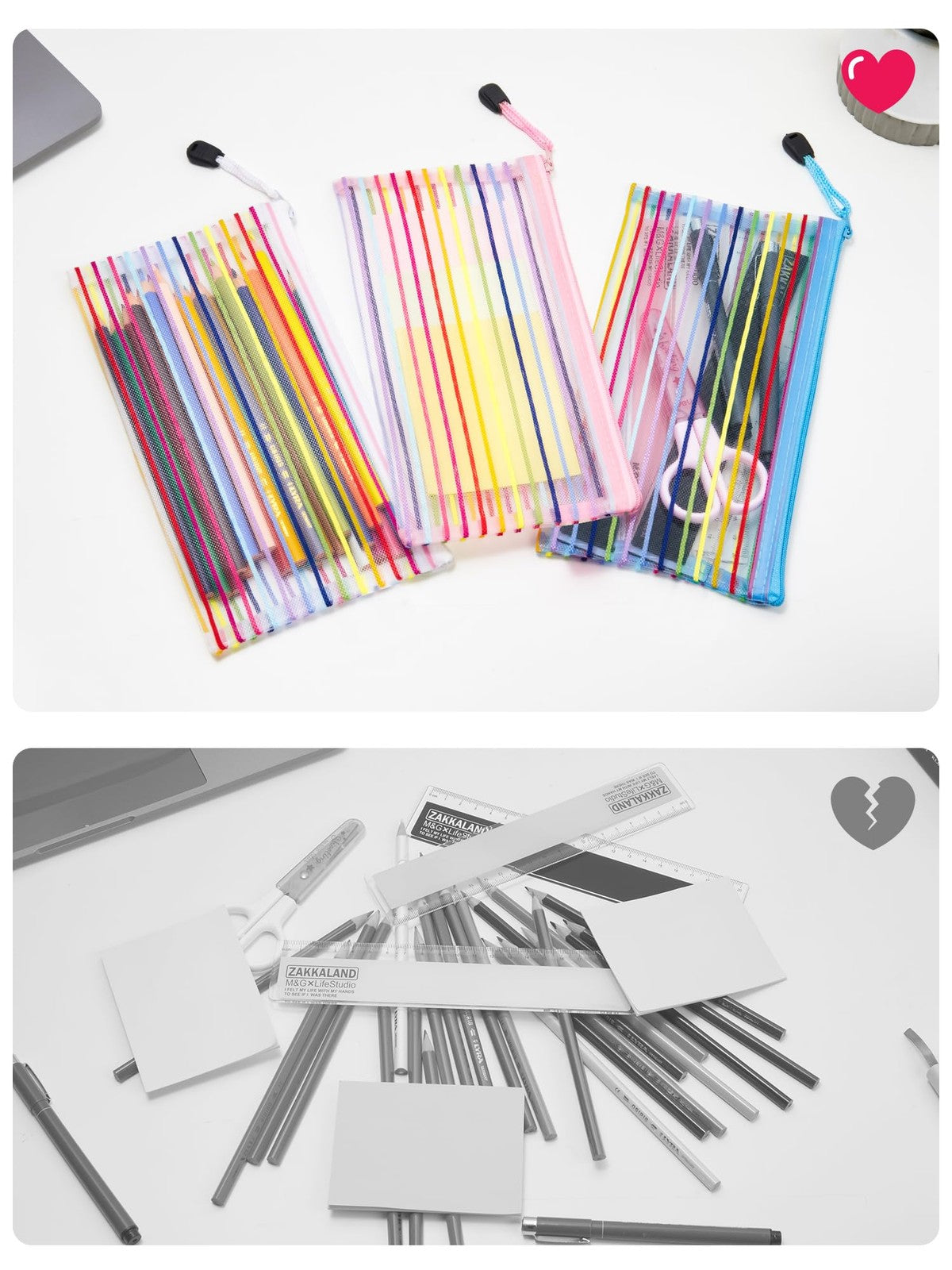 40 Pack Mesh Zipper Pouches for Travel, School & Cosmetics Storage
