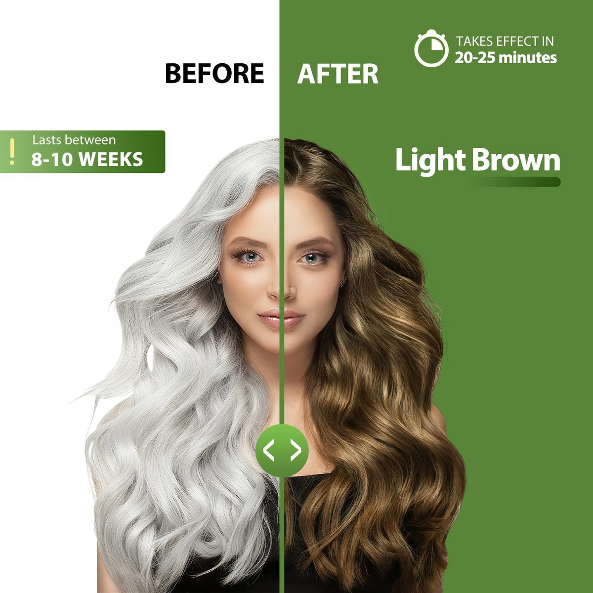Light Brown Hair Dye Shampoo - Full Gray Coverage & Nourishing Botanicals