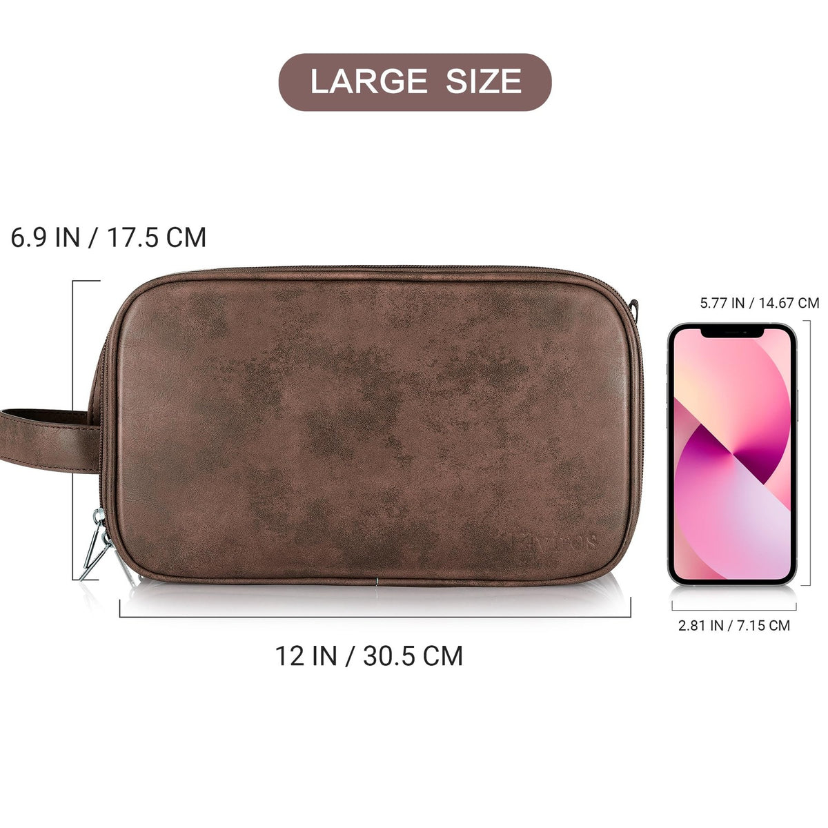 Large Water-Resistant PU Leather Toiletry Bag for Men Travel Organizer