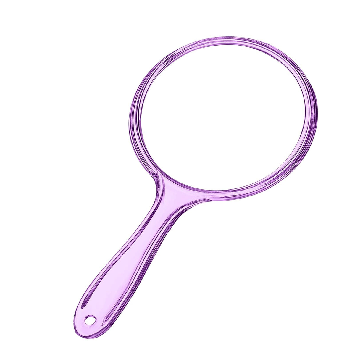 Small Purple Hand Mirror with Handle - Rounded, Double-Sided Magnification