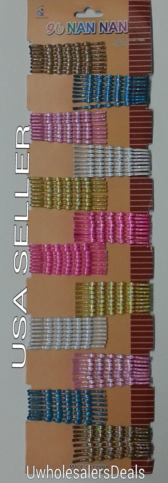 Hair Bobby Pins 96 count Assorted Colors Glittered Shiny - NEW