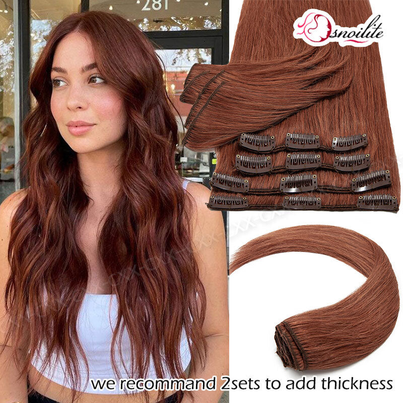 Clip-In Human Hair Extensions Full Head - Virgin Remy, Multiple Colors & Lengths