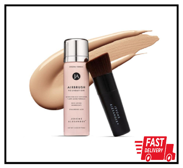 Airbrush Foundation Set with Kabuki Brush - Flawless, Buildable Makeup