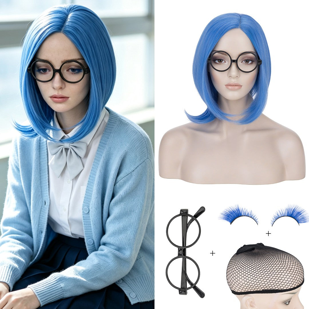 Cosplay Wig Set Straight Hair Heat Resistant Synthetic Costume Wig