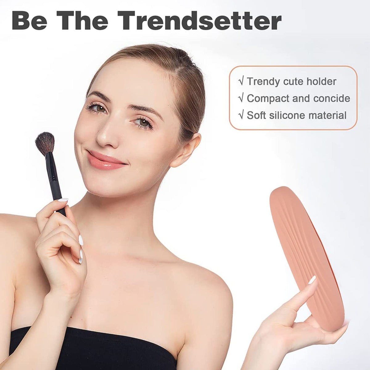 Pink Silicone Travel Makeup Brush Holder Case Portable Cosmetic Pouch