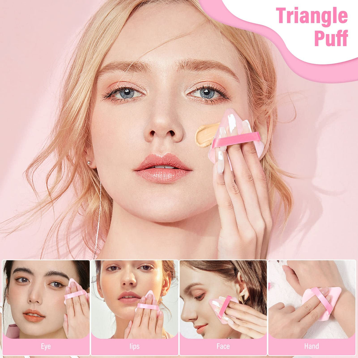 Triangle Makeup Powder Puffs Set - Soft Velour Face Applicators for Foundation & Loose Powder, 20 Pieces