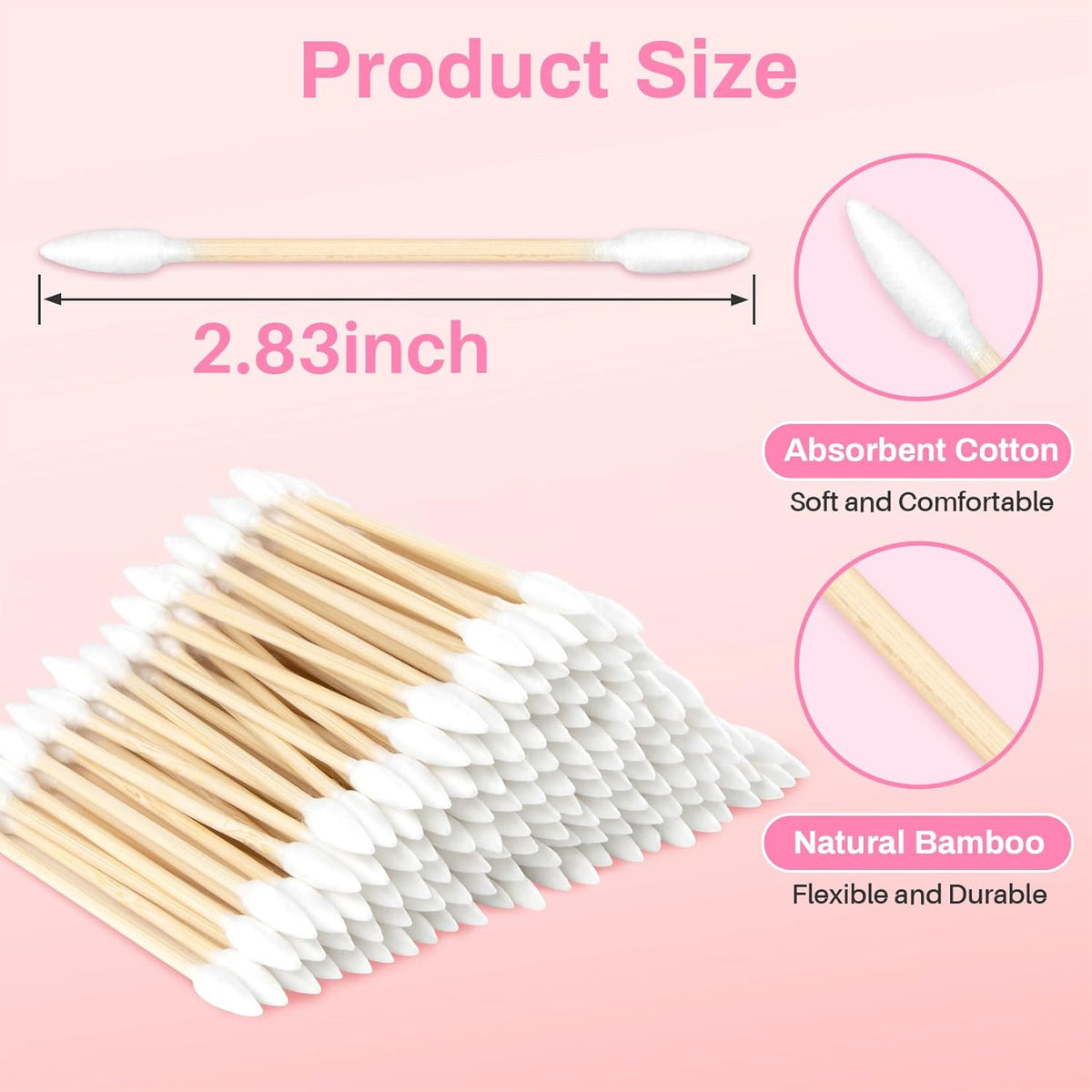 300PCS Double Pointed Cotton Swabs for Ear Care Makeup Precision Application