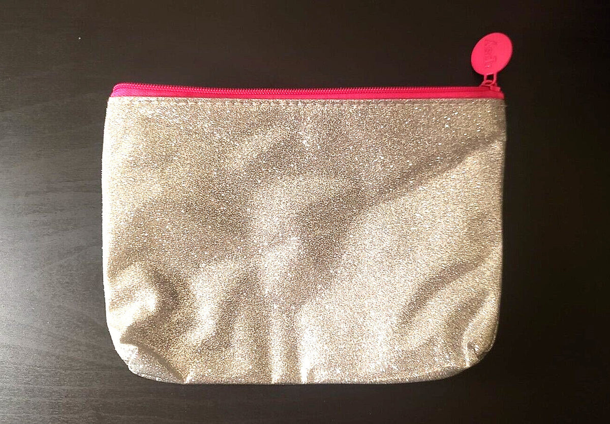 Glitter Silver Makeup Bag Purse with Black Interior - Stylish & Shiny
