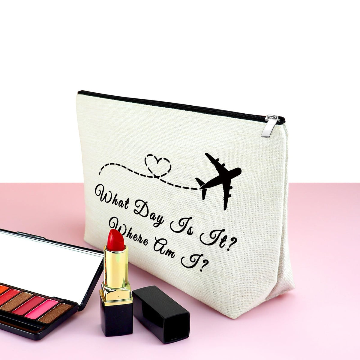 Flight Attendant Makeup Bag - Stewardess Gift, Medium Natural Beige