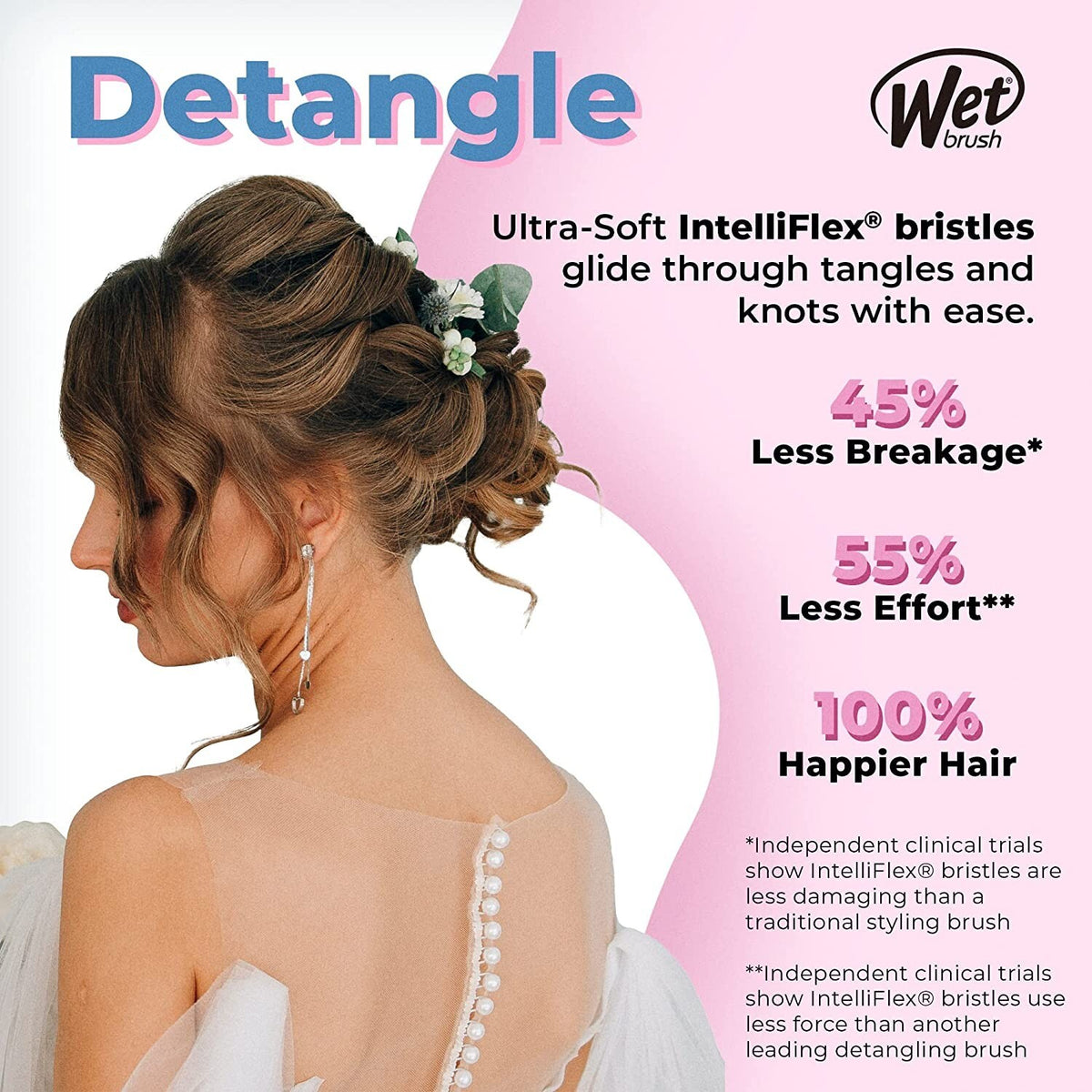 Detangler Hair Brush with IntelliFlex Bristles for Tangle-Free Hair Care - Bridal Design