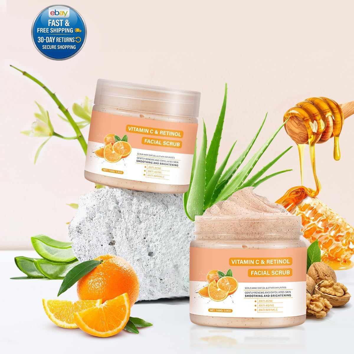 Vitamin C Face Scrub, Exfoliating Facial 3.53 Ounce (Pack of 1),