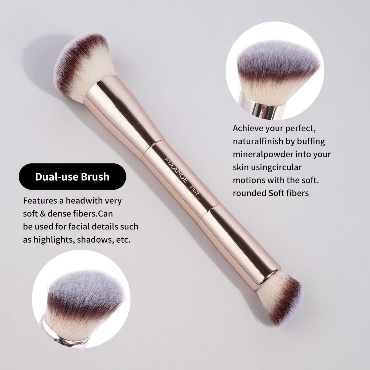 10-Piece Travel Makeup Brush Set with LED Mirror – Double-Ended Kabuki & Eye Brushes