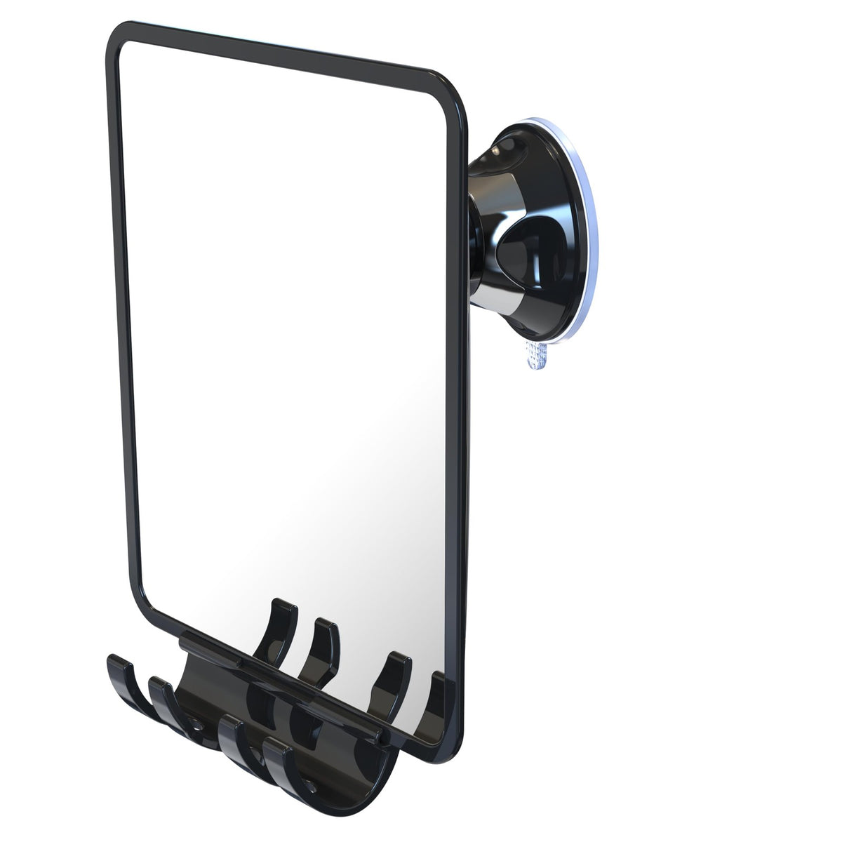 Fog-Resistant Shower Mirror with Suction Cup, 8.7 x 6.3 in, Clear/White