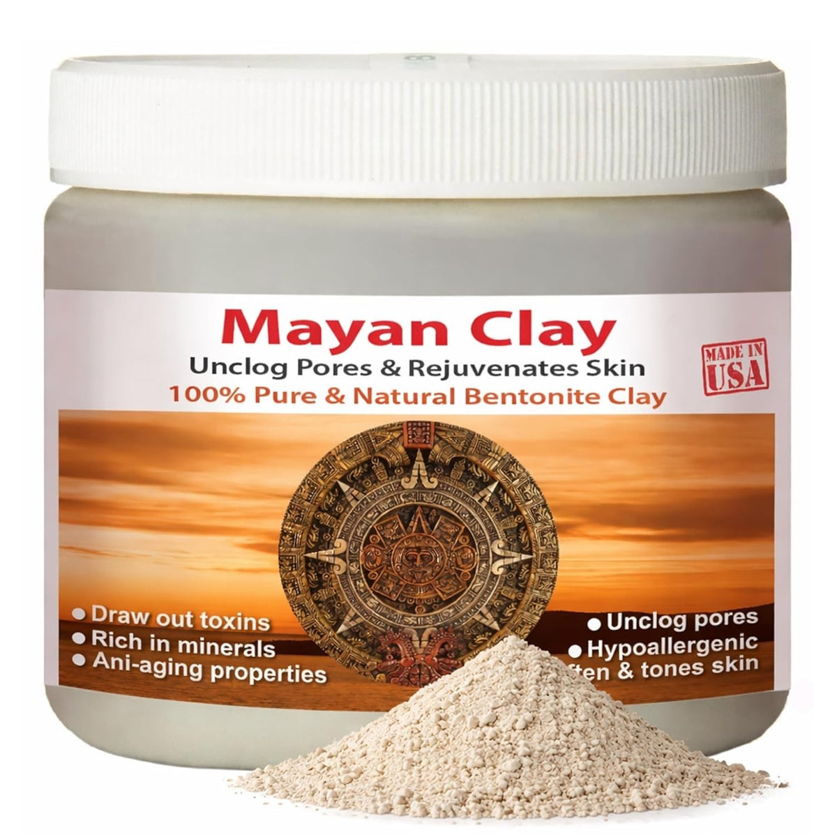 Bentonite Clay Mask - 100% Pure Natural Deep Pore Cleansing