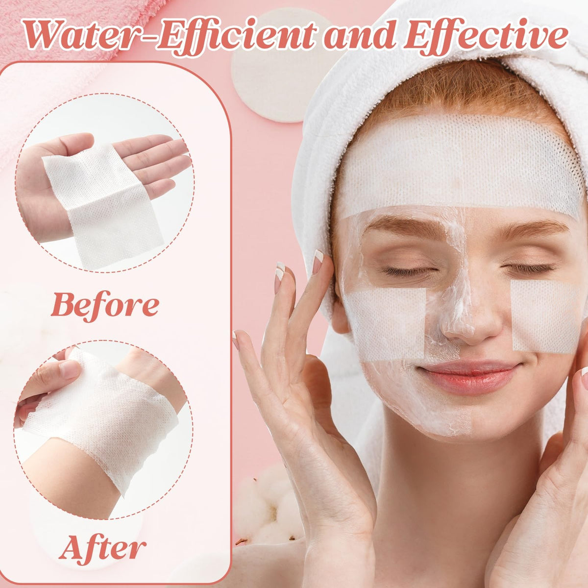 Stretchable Wet Compress Cotton Pads for Face & Neck - Ultra Thin, Plant Fiber, Reusable