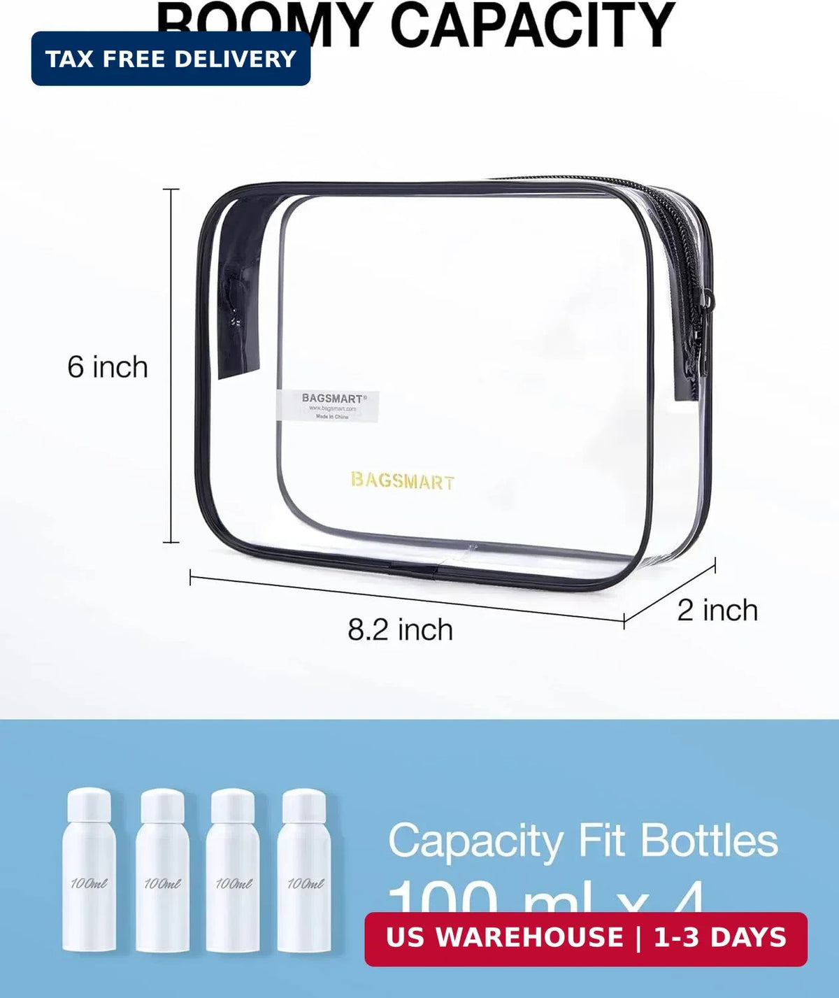 Clear Toiletry Bag 2 Pack TSA Approved Travel Cosmetic Organizer Water-Resistant