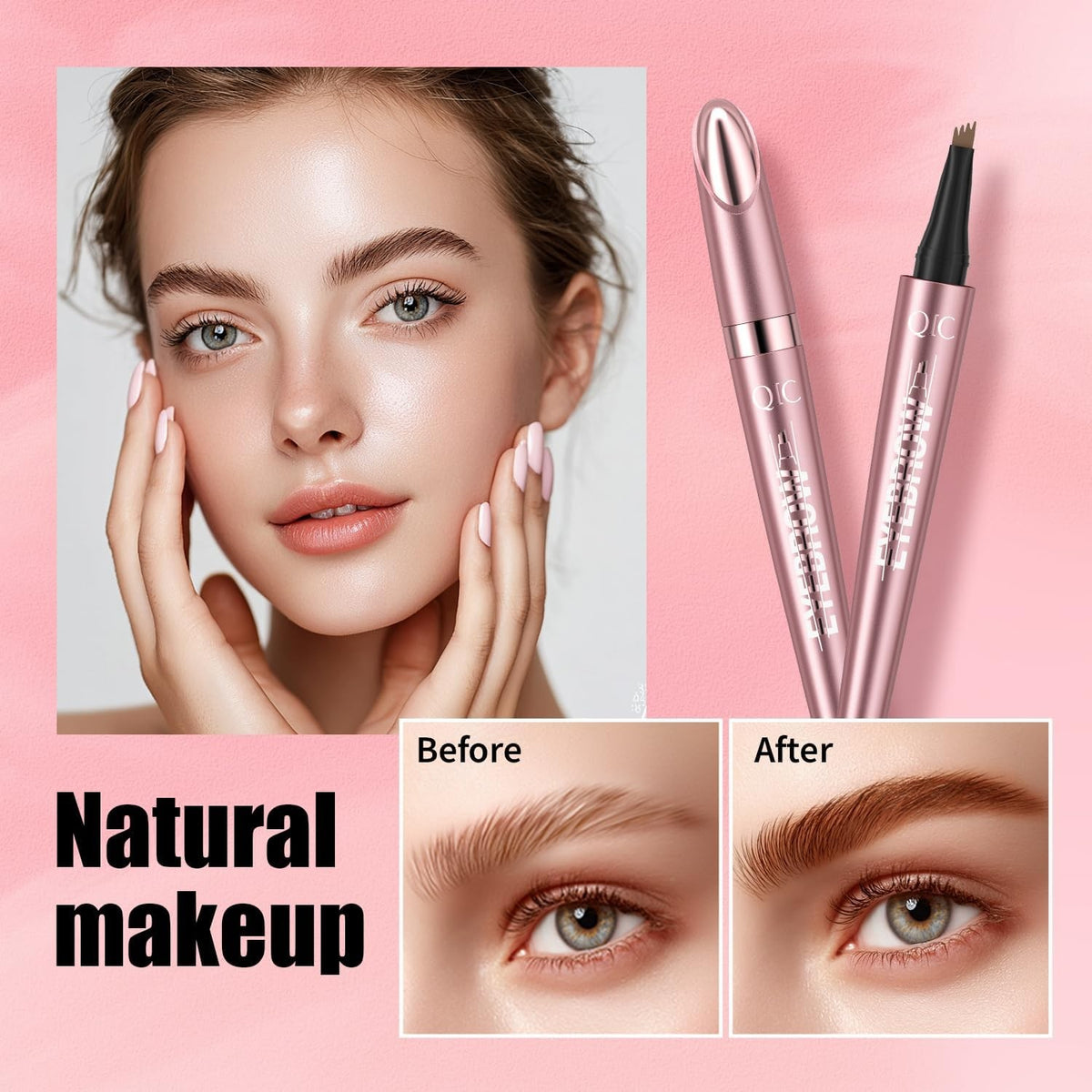 Microblading Eyebrow Pen Waterproof Hair Stroke Brow Marker - Black
