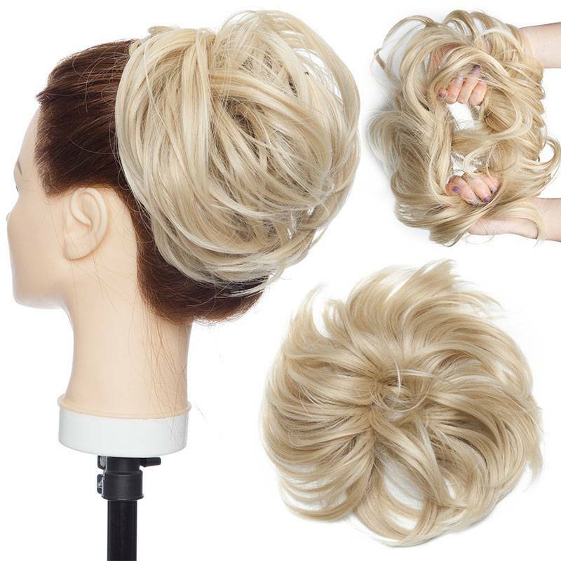 Large Messy Bun Hair Extension - Voluminous Synthetic Ponytail Wrap