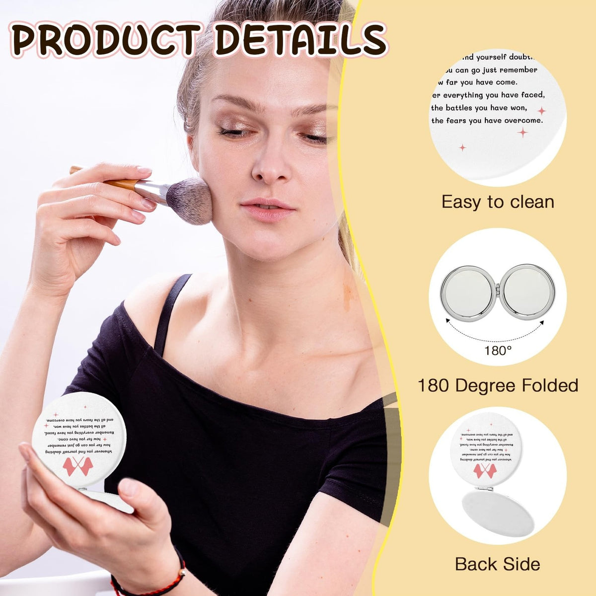Color Guard Compact Makeup Mirror with 2X Magnification - Inspirational Gift for Women & Teens