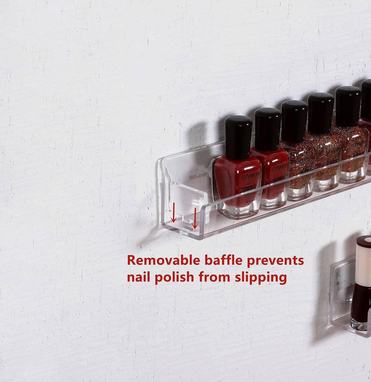 Wall Mounted Nail Polish Rack Set - Clear Acrylic Organizer for 45-60 Bottles
