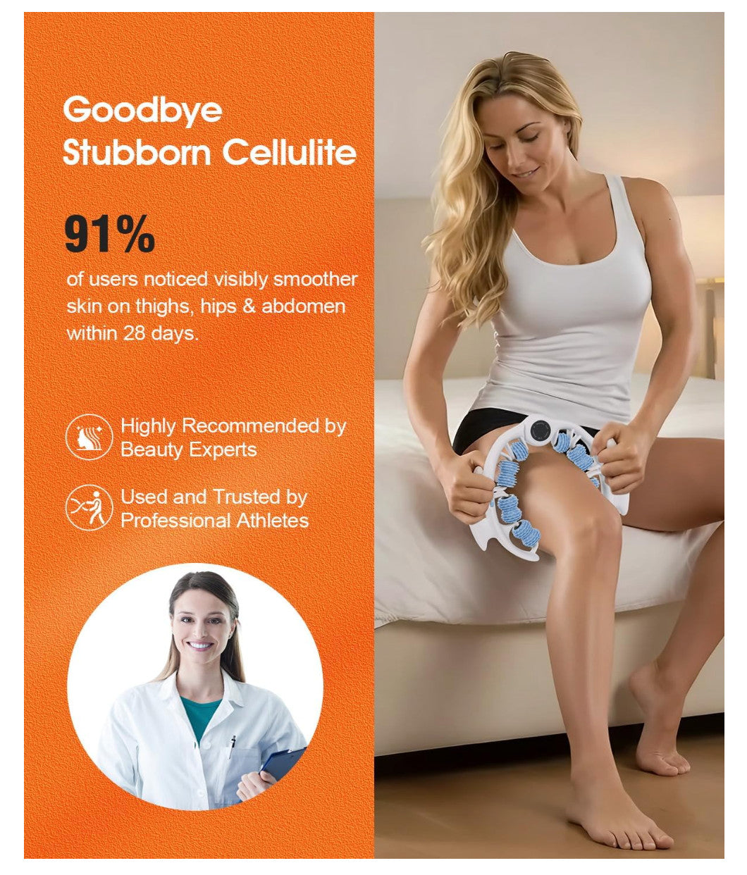 Anti-Cellulite Massage Roller for Lymphatic Drainage - Body Contouring Tool