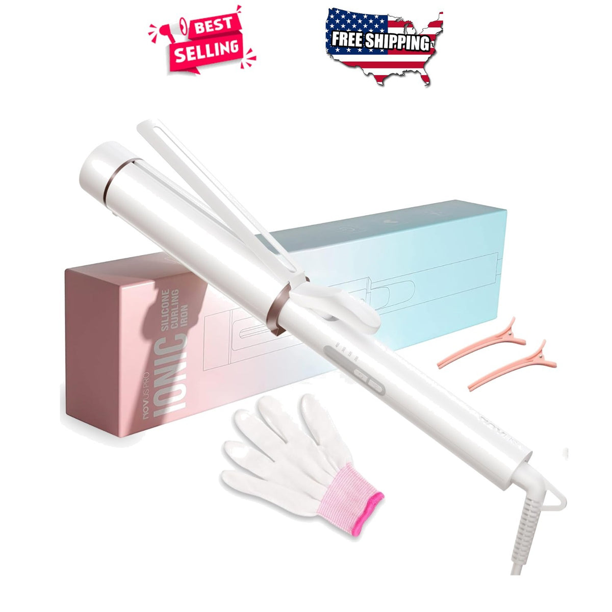 Large Barrel Curling Wand 1.5 Inch for Long Hair Ceramic Ionic Styling Tool