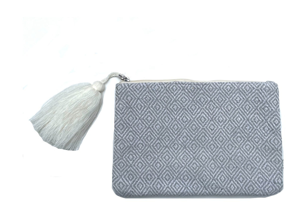 10-Inch Canvas Pencil and Makeup Pouch with Geometric Pattern