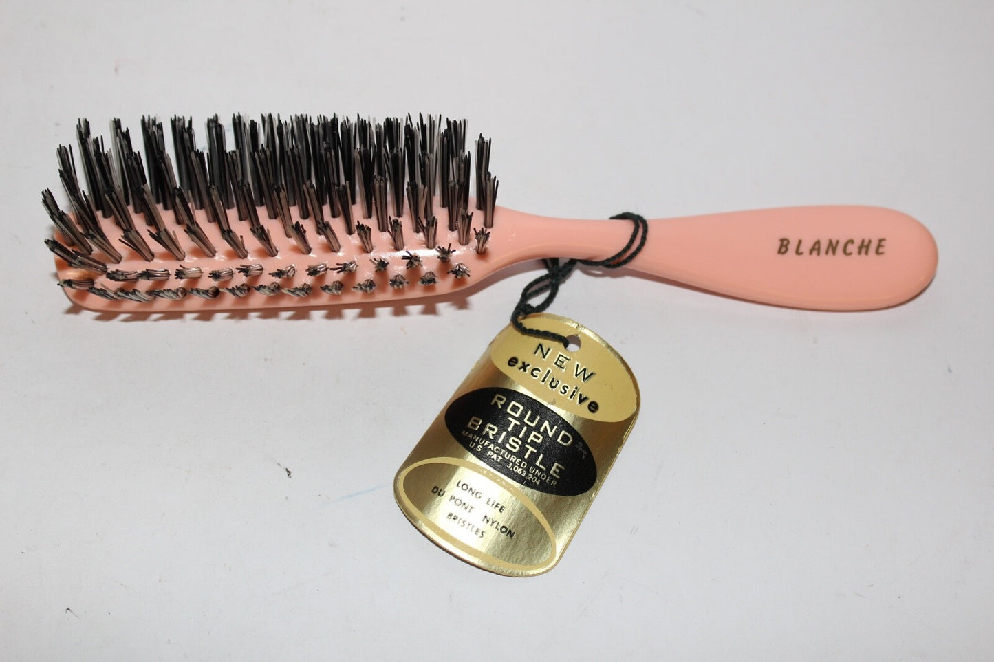 Vintage Round Bristle Hair Brush with Nylon Tips - 7.5" Pink