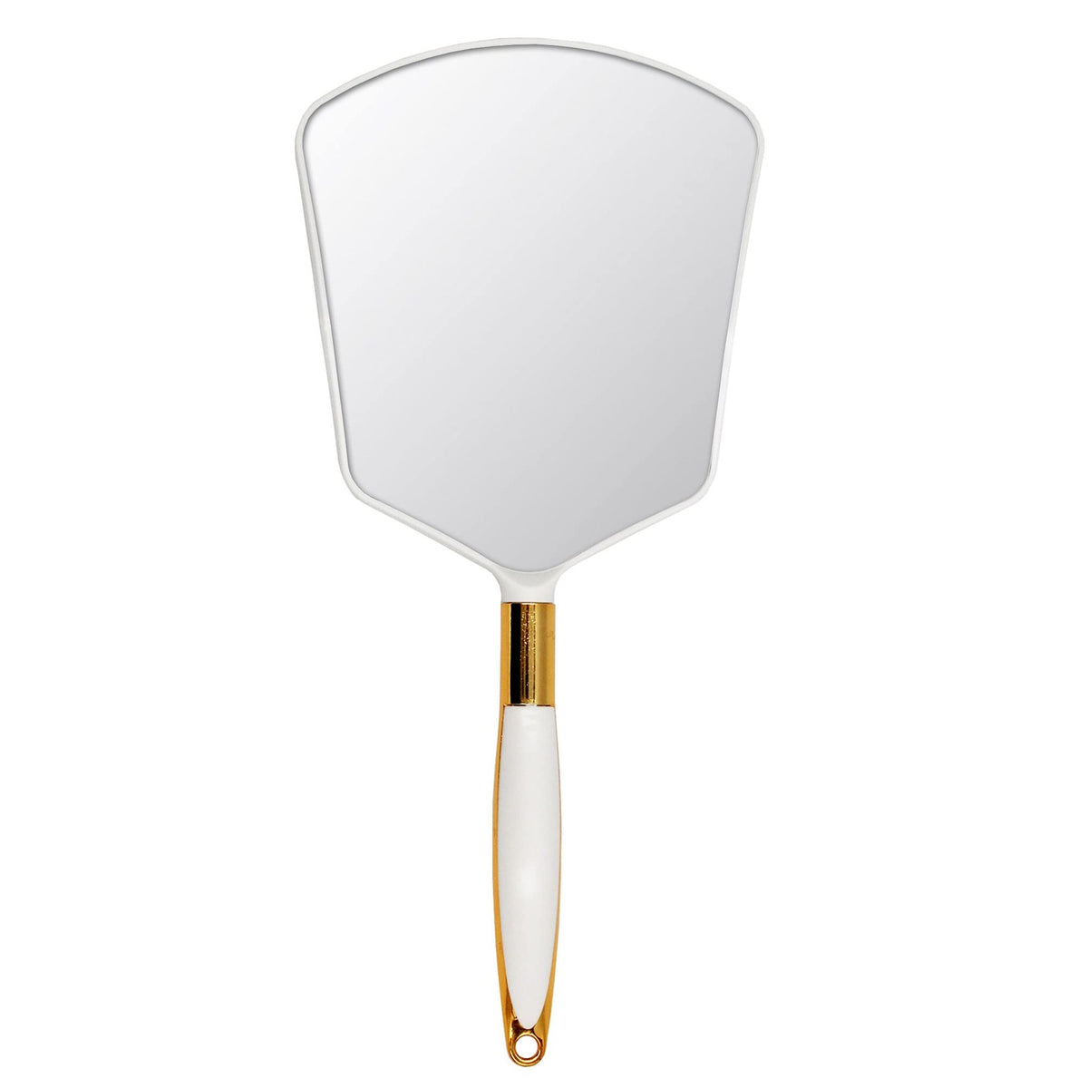 White Handheld Makeup Mirror with Handle & Hook Hole 6x6.8 Inch