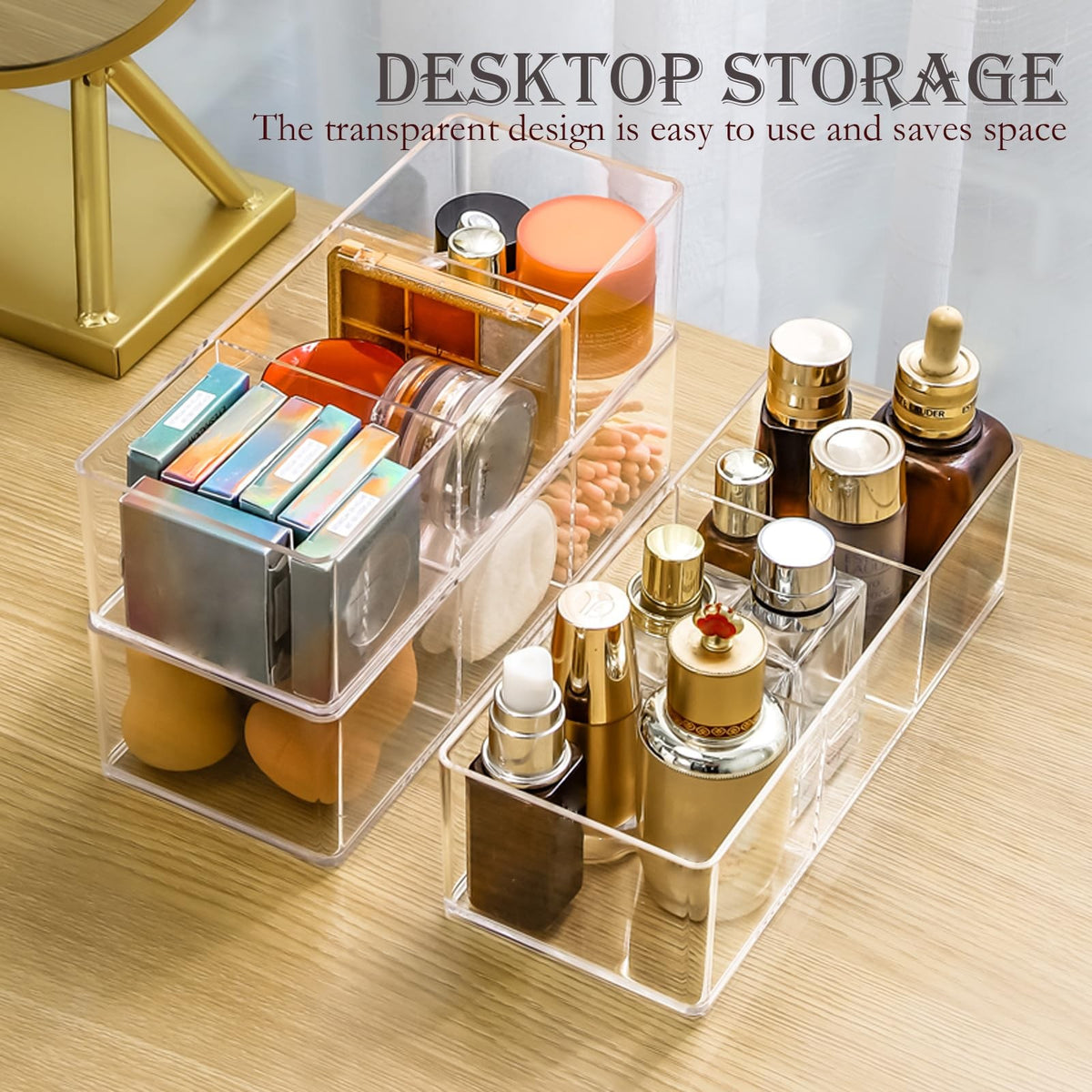 Acrylic Makeup Organizer Set with Stackable Storage Boxes for Bathroom and Vanity