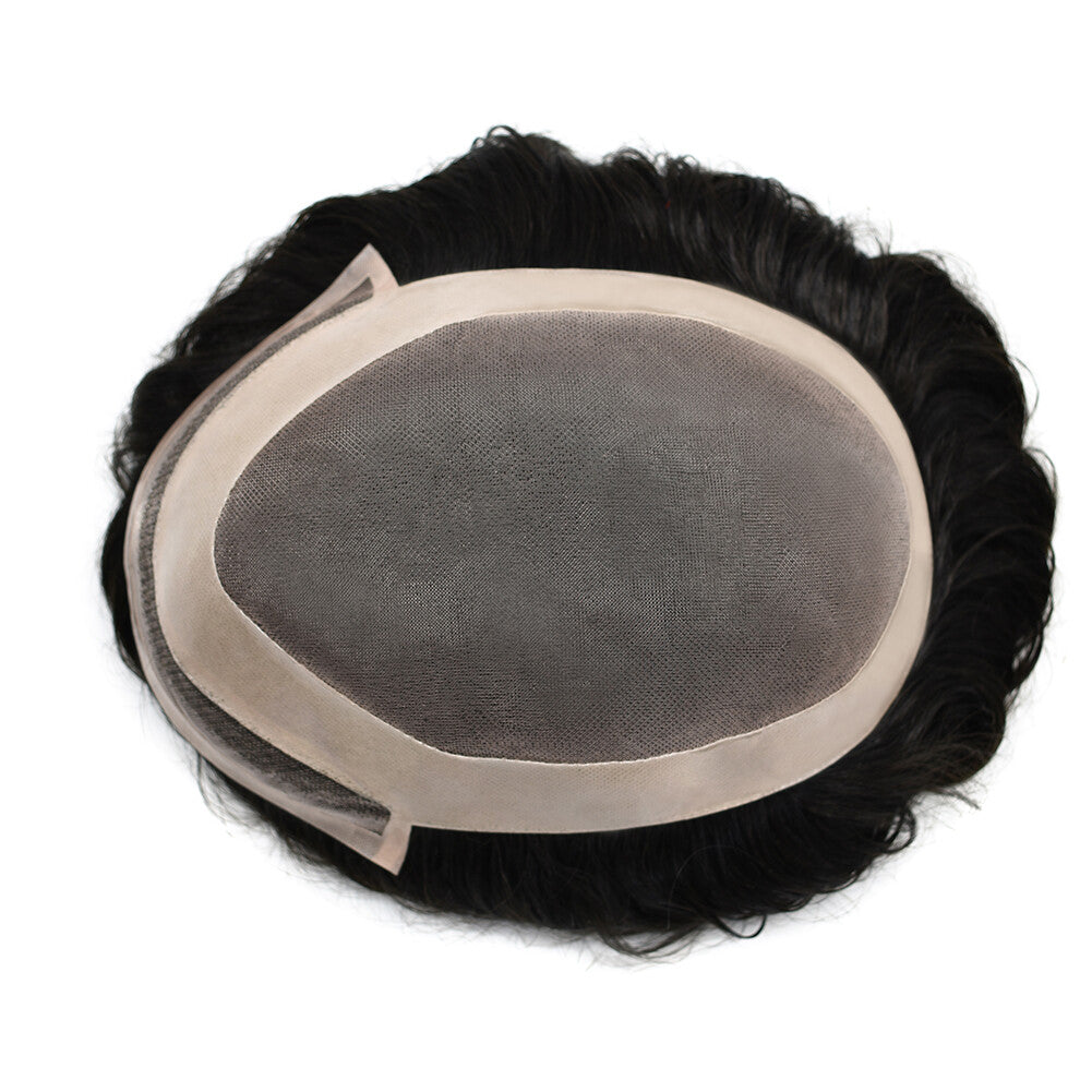 Men's Hairpiece Human Hair System with Fine Mono Lace Front