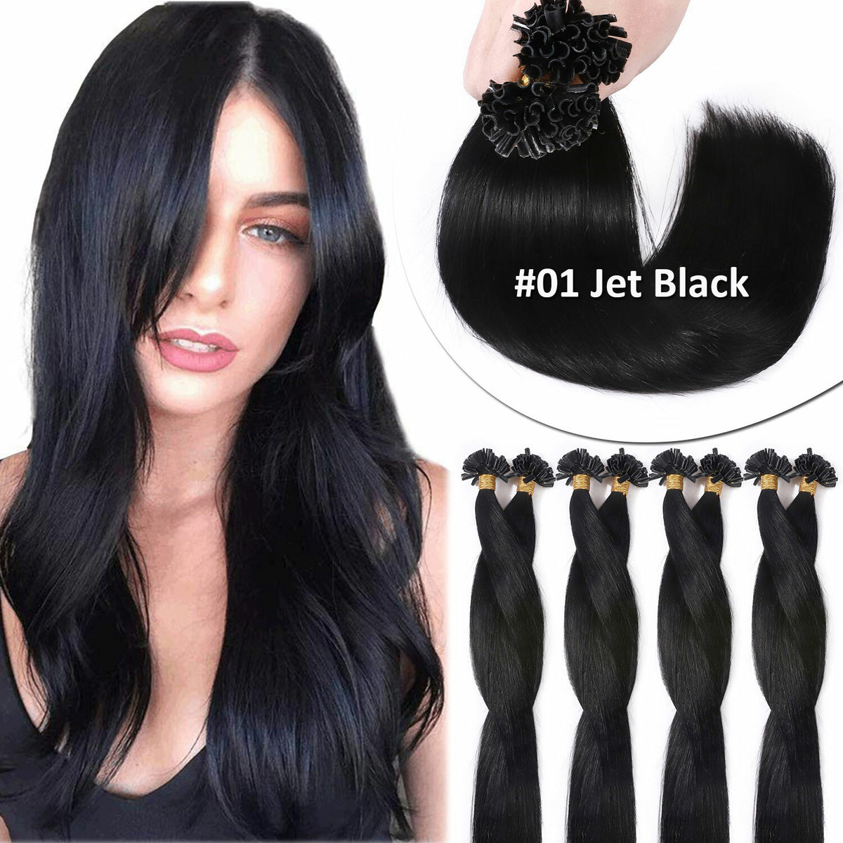 Invisible Keratin Nail U Tip Hair Extensions - Human Hair Fusion 150g