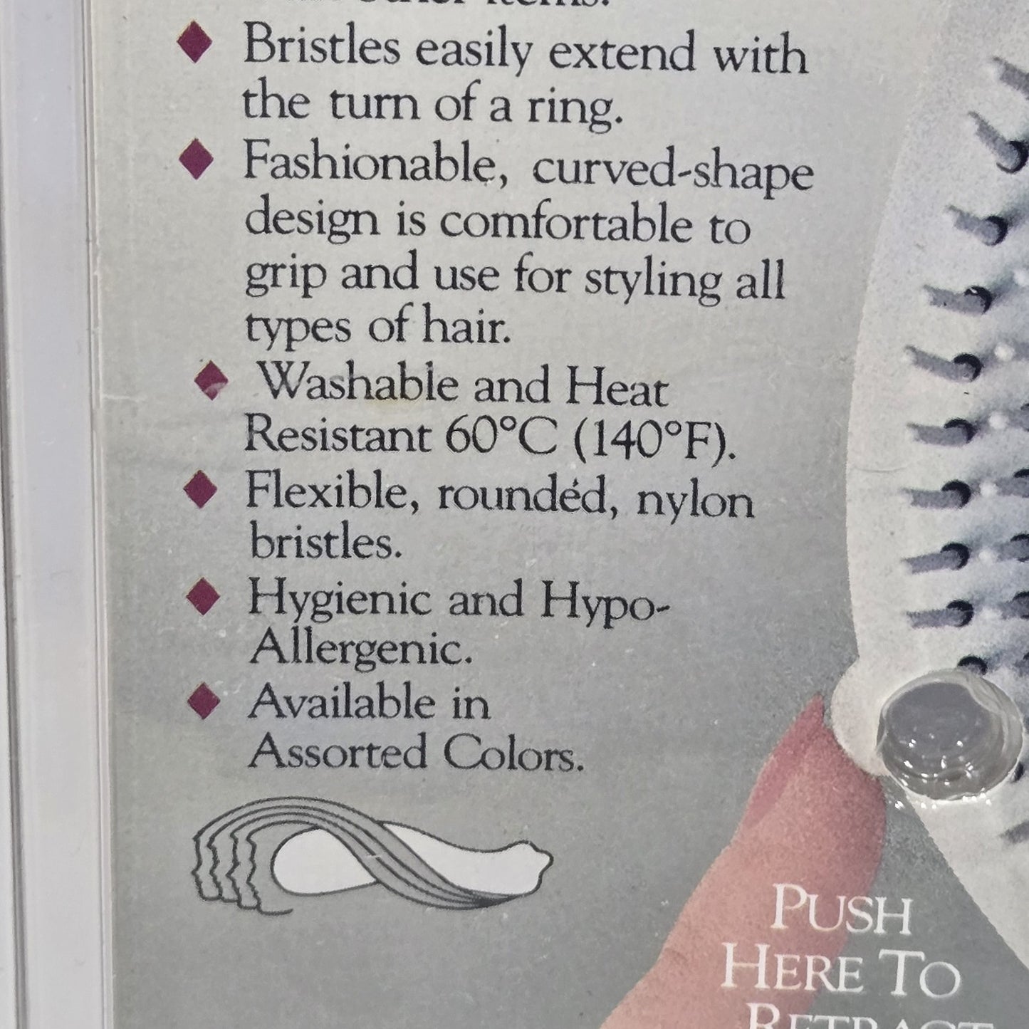 Vintage 1988 Epi Self-Cleaning Hairbrush - Pocket Size CS 4050