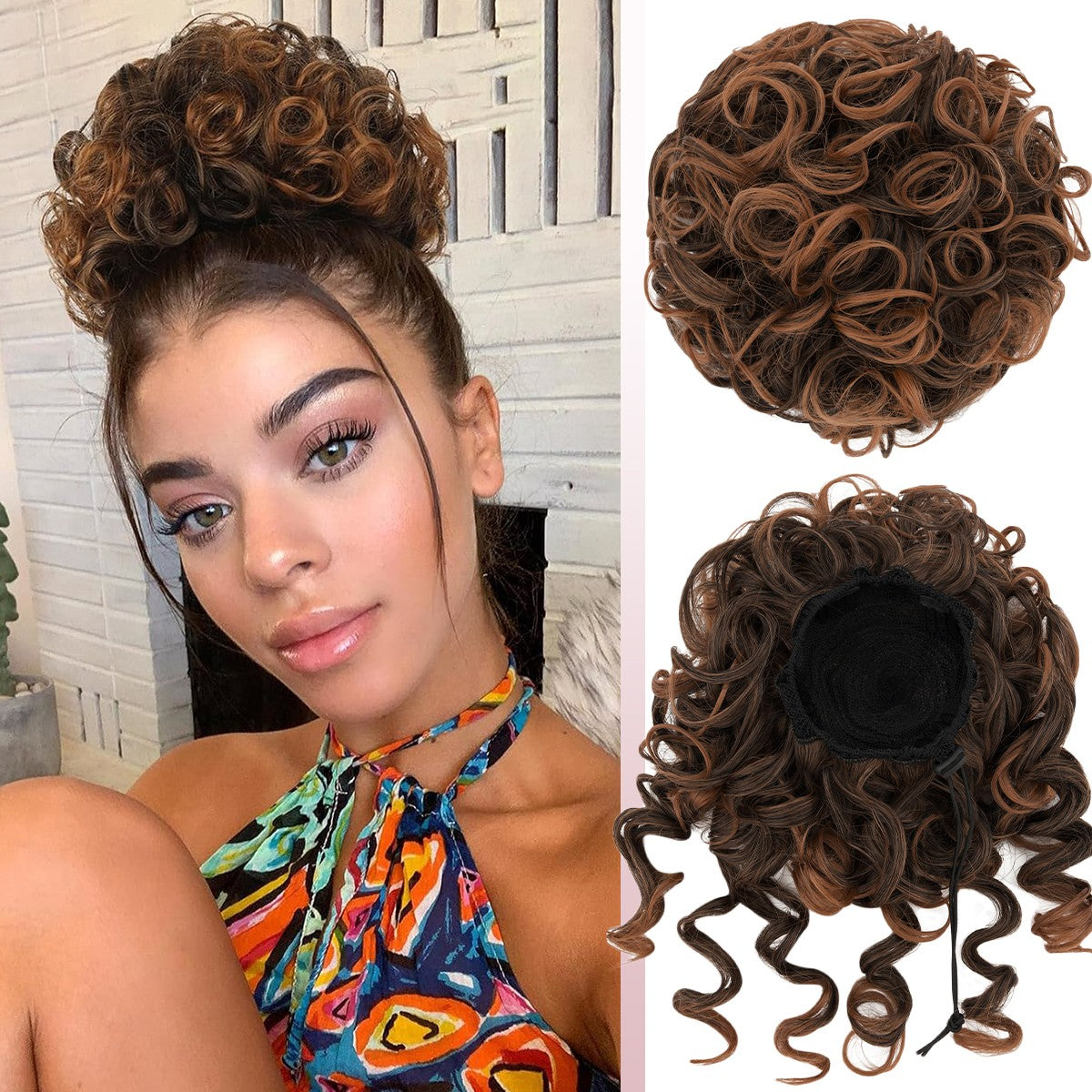 Messy Bun Hair Drawstring Curly Hairpieces for Updos and Thick Hair
