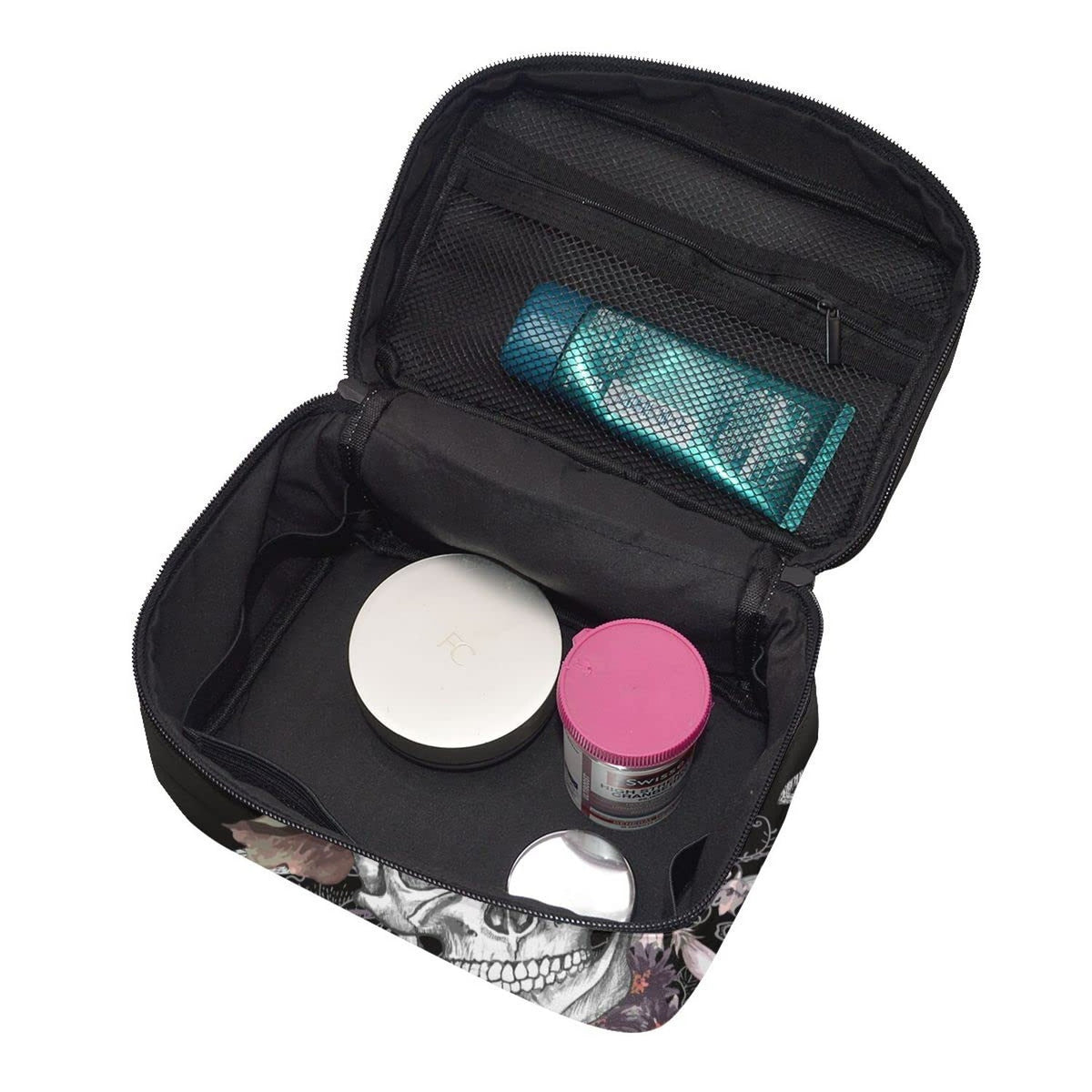 Travel Cosmetic Bag Skull Rose Makeup Organizer Waterproof Pouch