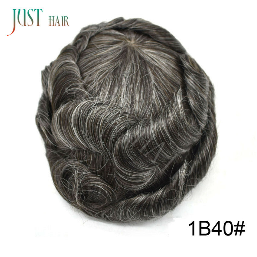 Men's Bleached Lace Front Hair Replacement Toupee - Natural Hairline, Virgin Human Hair
