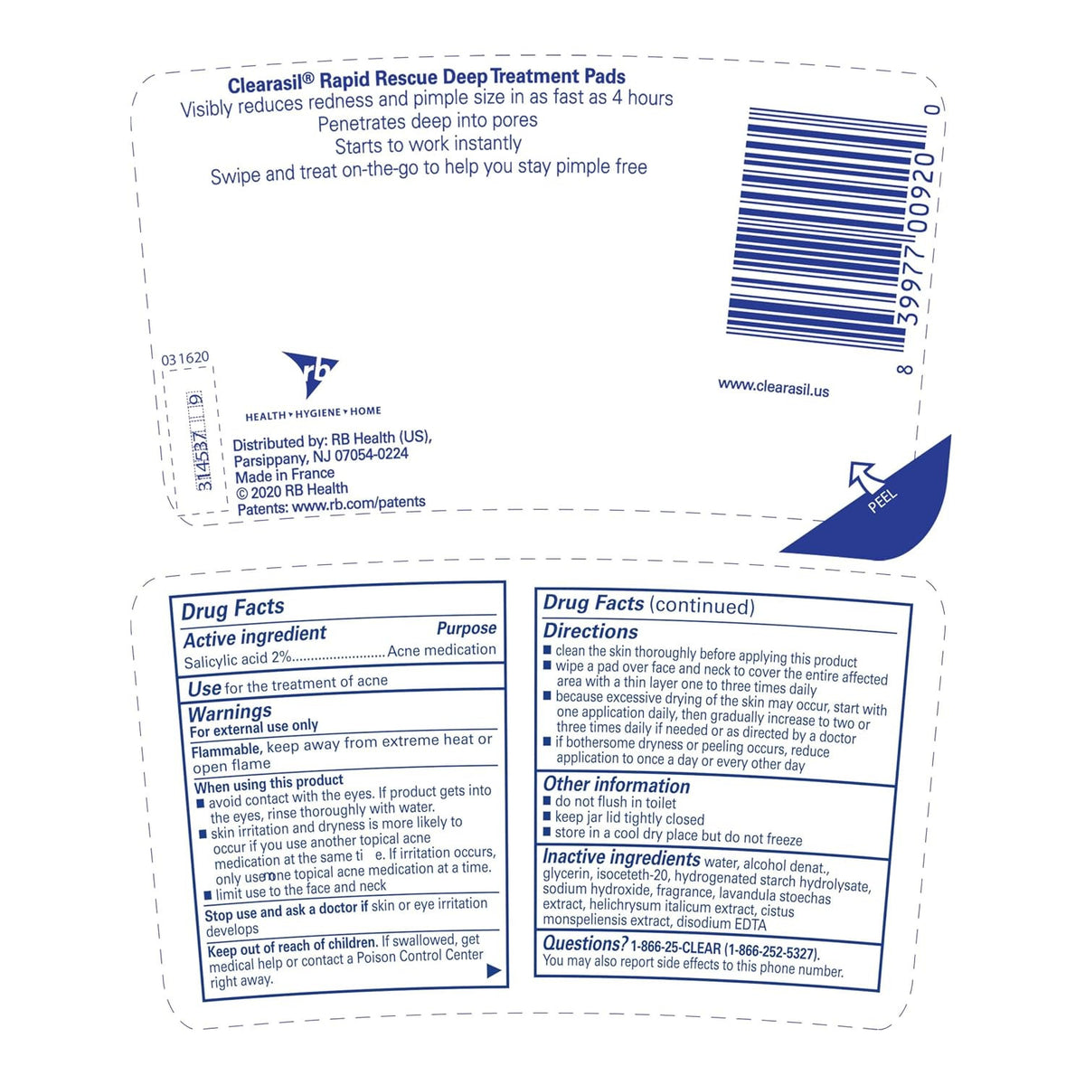 Deep Acne Treatment Pads with 2% Salicylic Acid for Fast Pimple Relief