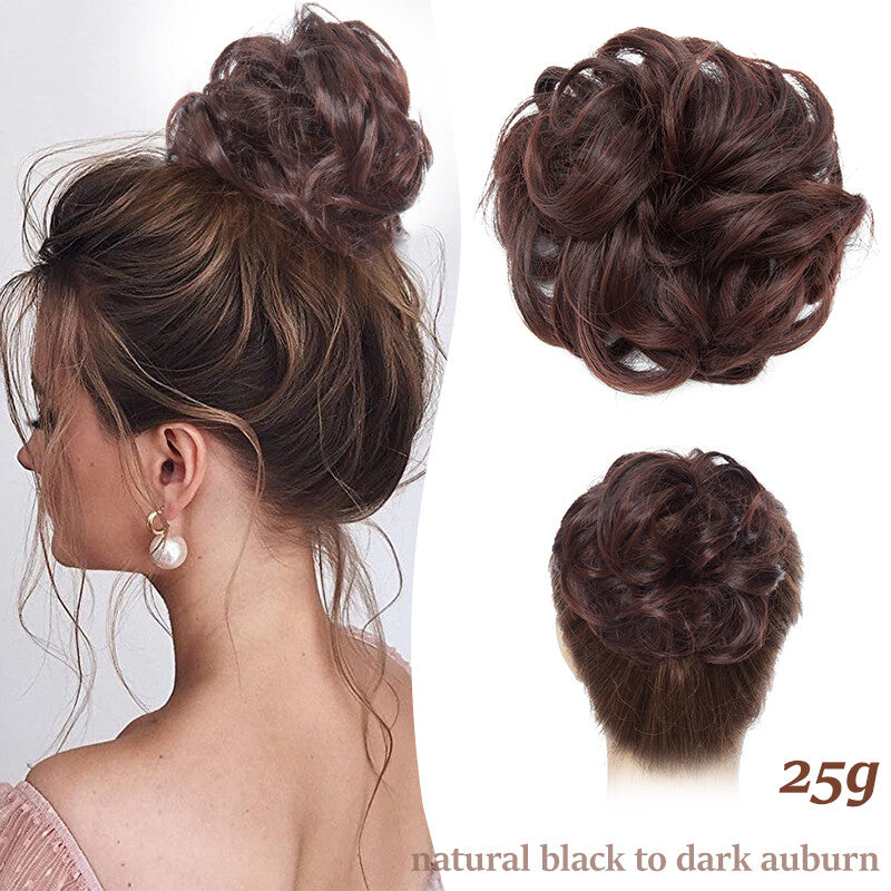 Thick Curly Messy Bun Hair Piece - Synthetic Hair Extensions for Updo & Volume