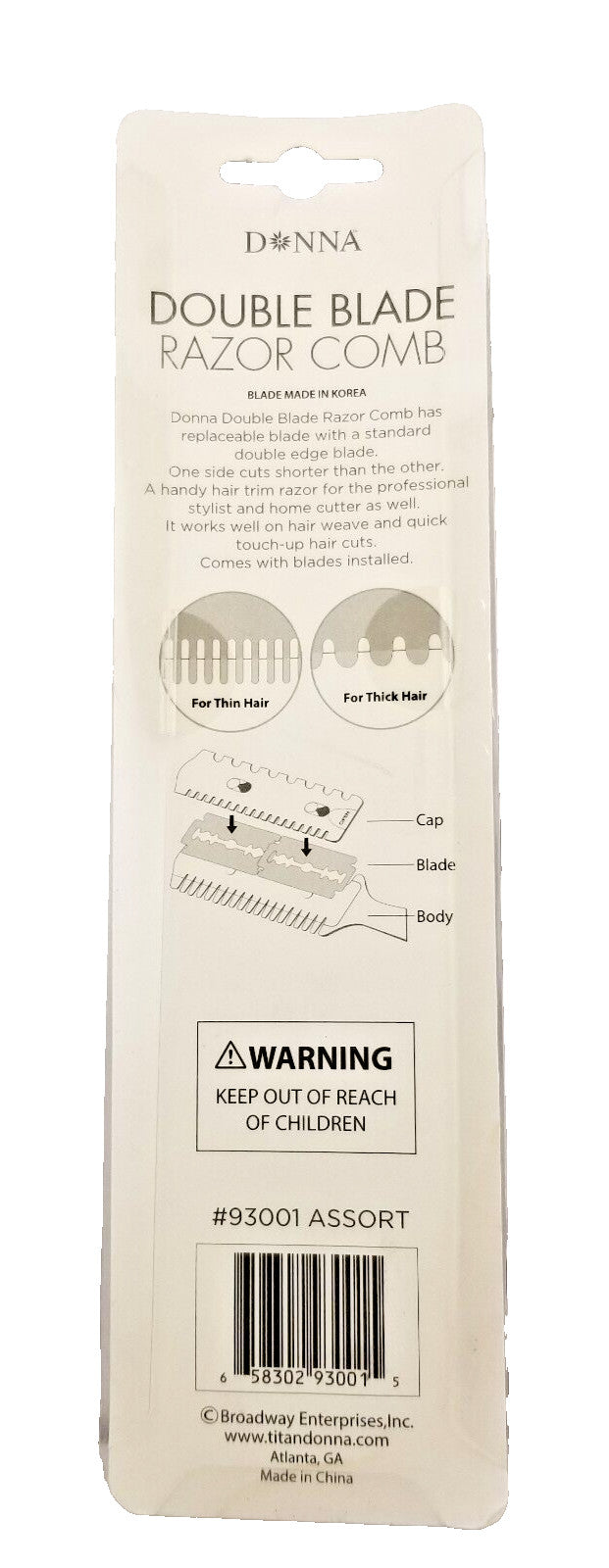 Donna Double Blade Razor Comb for Hair, Replaceable Blades, Pink
