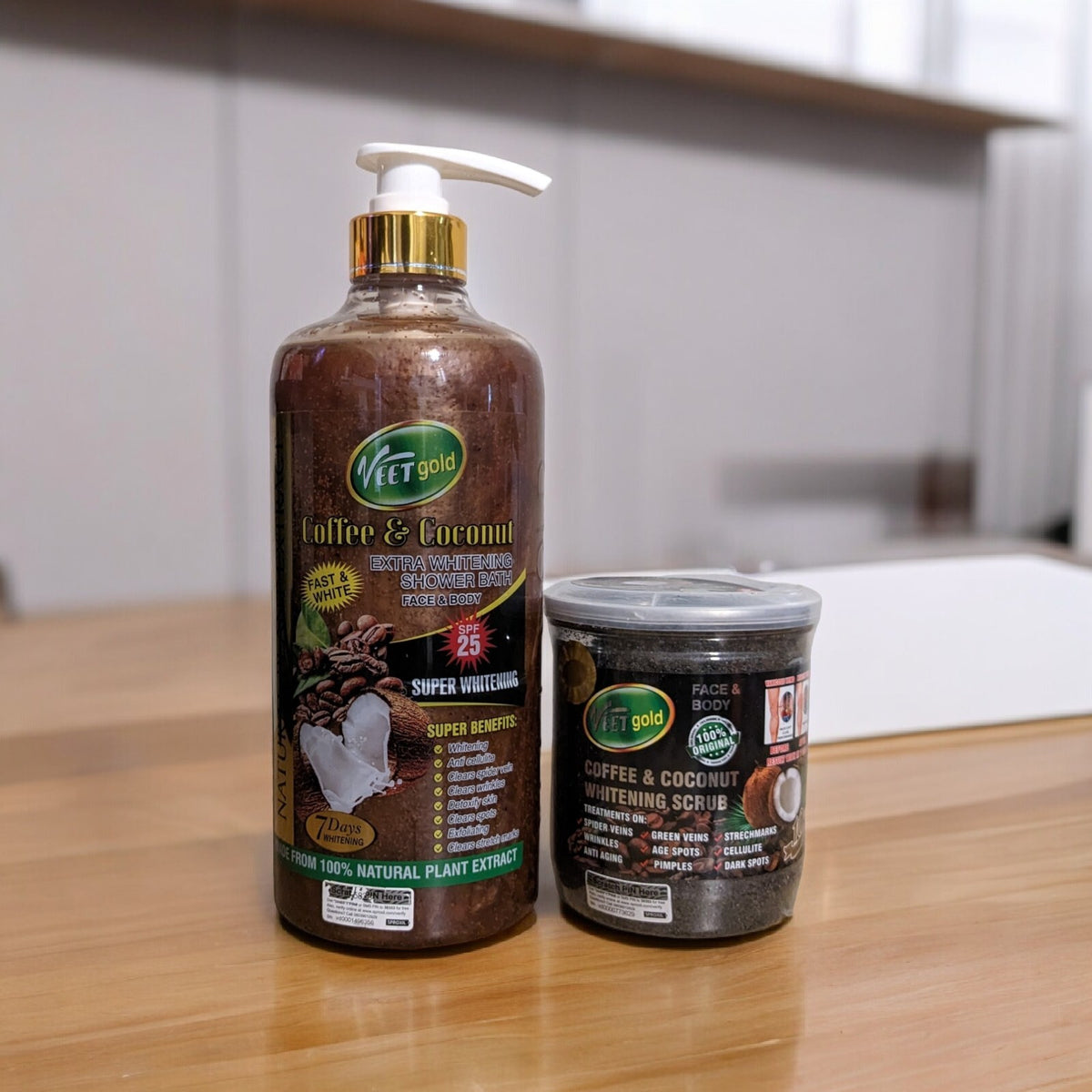 Veet Gold Coffee Coconut Whitening Scrub & Shower Gel Set 1450ml