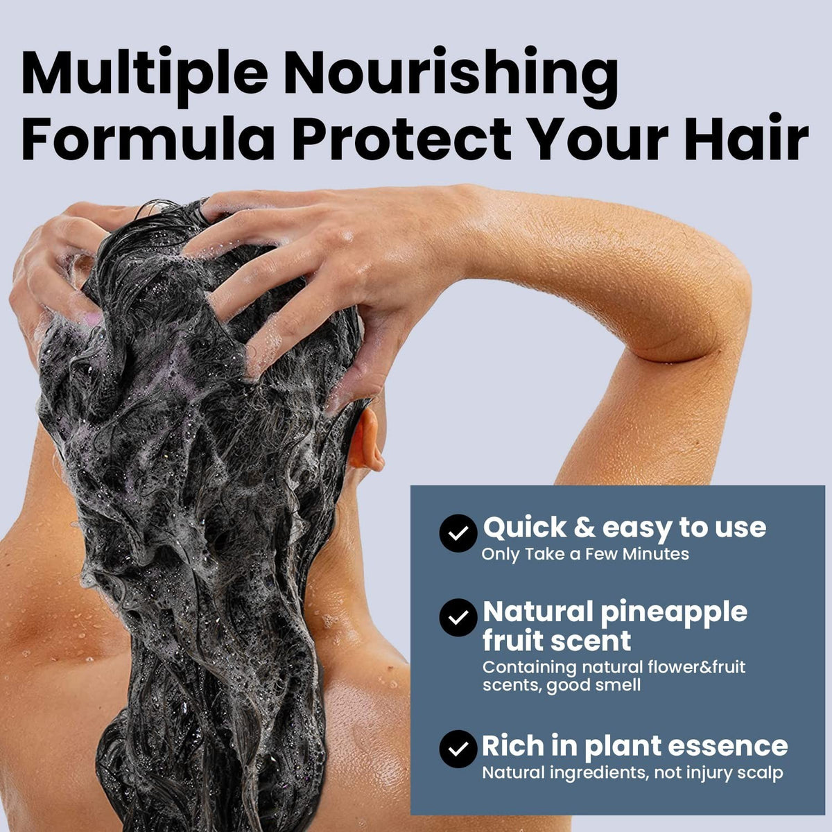 Instant Black Shampoo for Grey Hair - 30ml x 10pcs Semi-Permanent Hair Dye