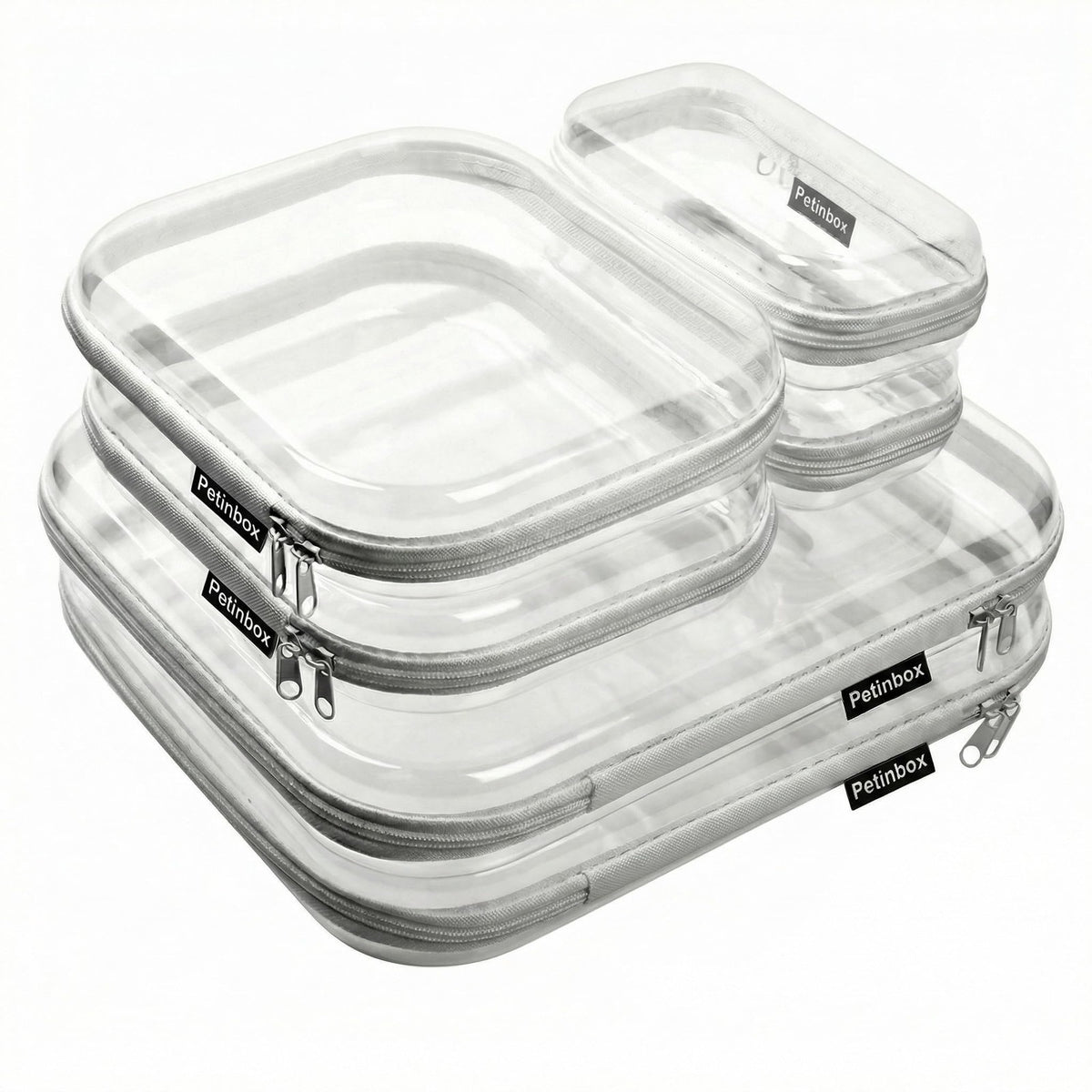 Clear Hard Shell Zipper Organizer Cases Set of 6 – Travel & Storage Pouches in 3 Sizes